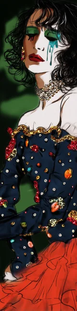 Free dark romance bookmark featuring a crying woman with green tears